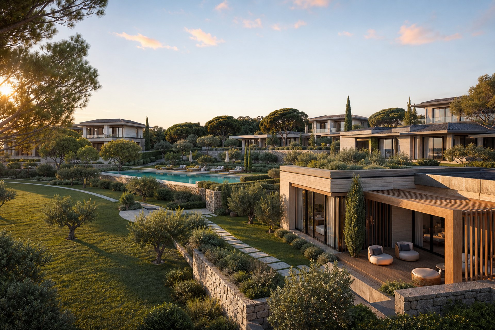 Bahçeli ve havuzlu villa sitesi